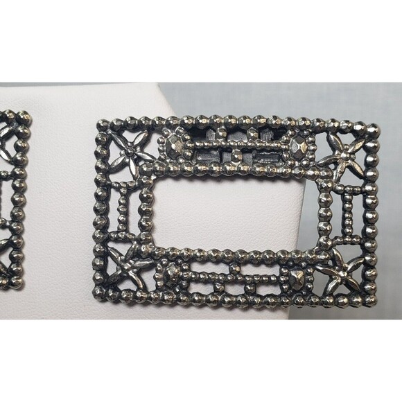 Vintage Antique1920’s ART DECO Metal Marcasite Design SHOE CLIPS signed TIP TOE - Picture 4 of 15